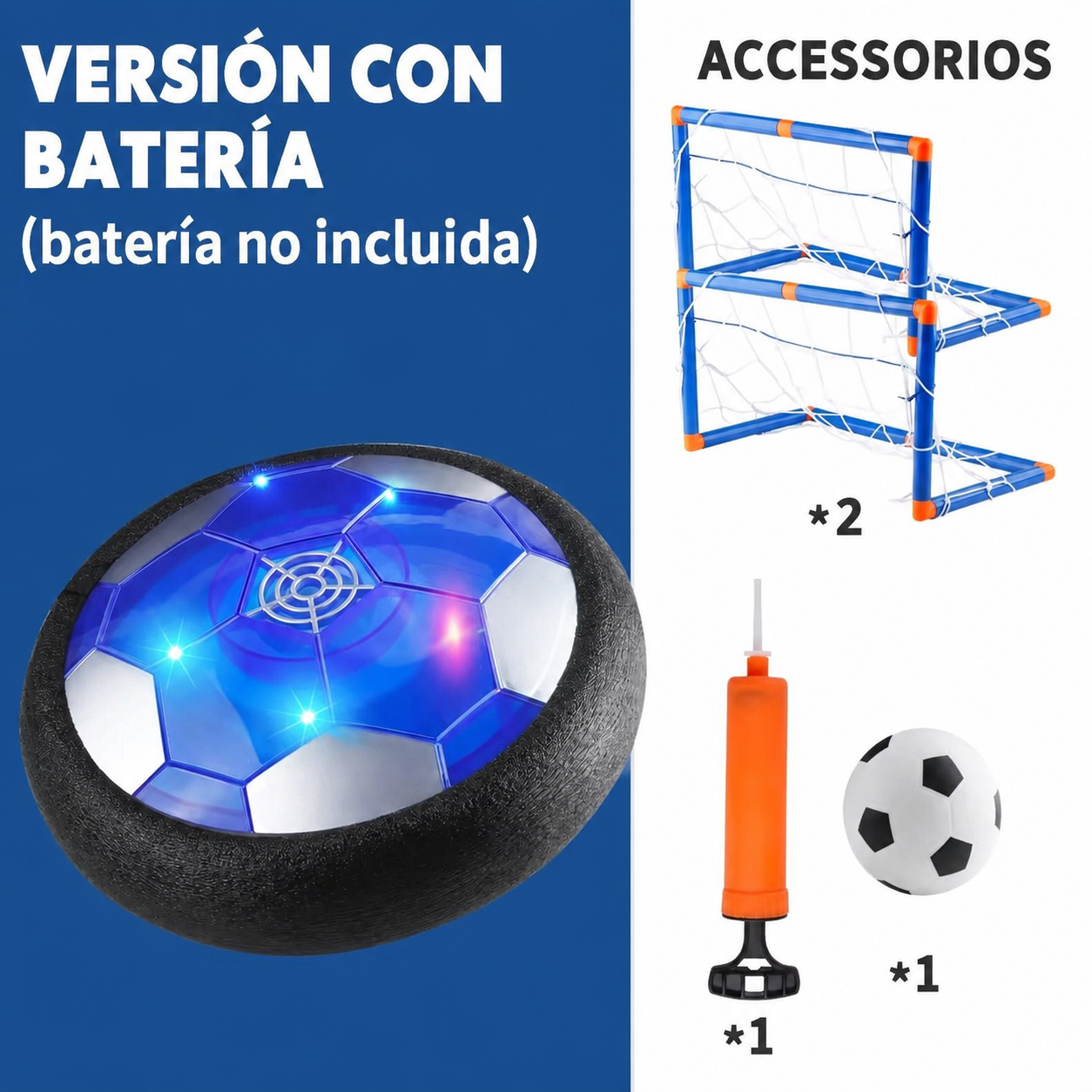 Balón de Fútbol Flotante con Luces LED — Air Soccer Antigolpes
