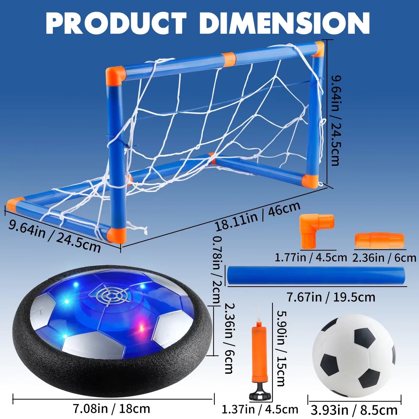 Balón de Fútbol Flotante con Luces LED — Air Soccer Antigolpes