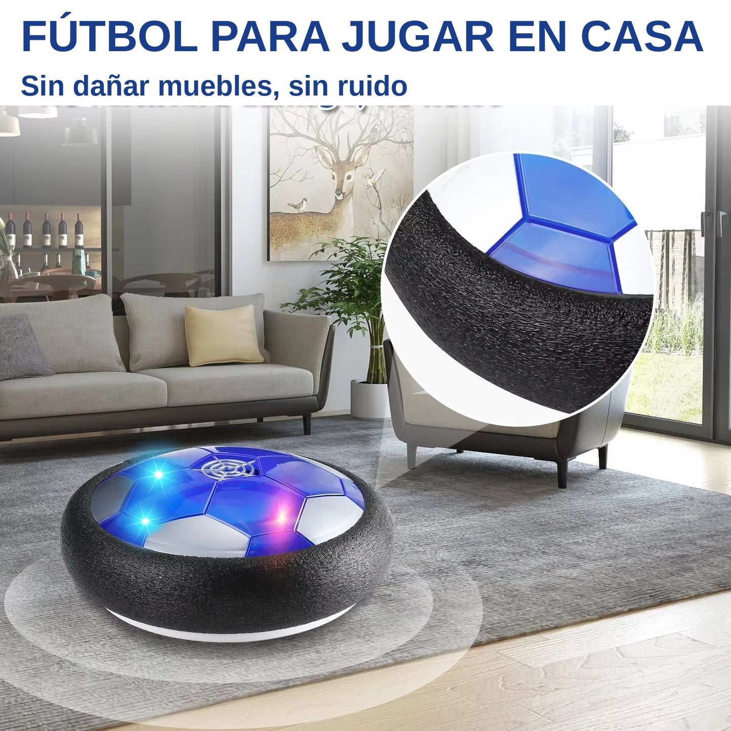 Balón de Fútbol Flotante con Luces LED — Air Soccer Antigolpes